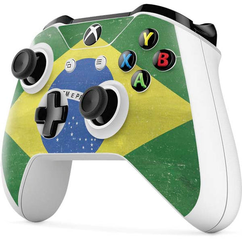 Brazil Flag Distressed Xbox One S Controller Skin